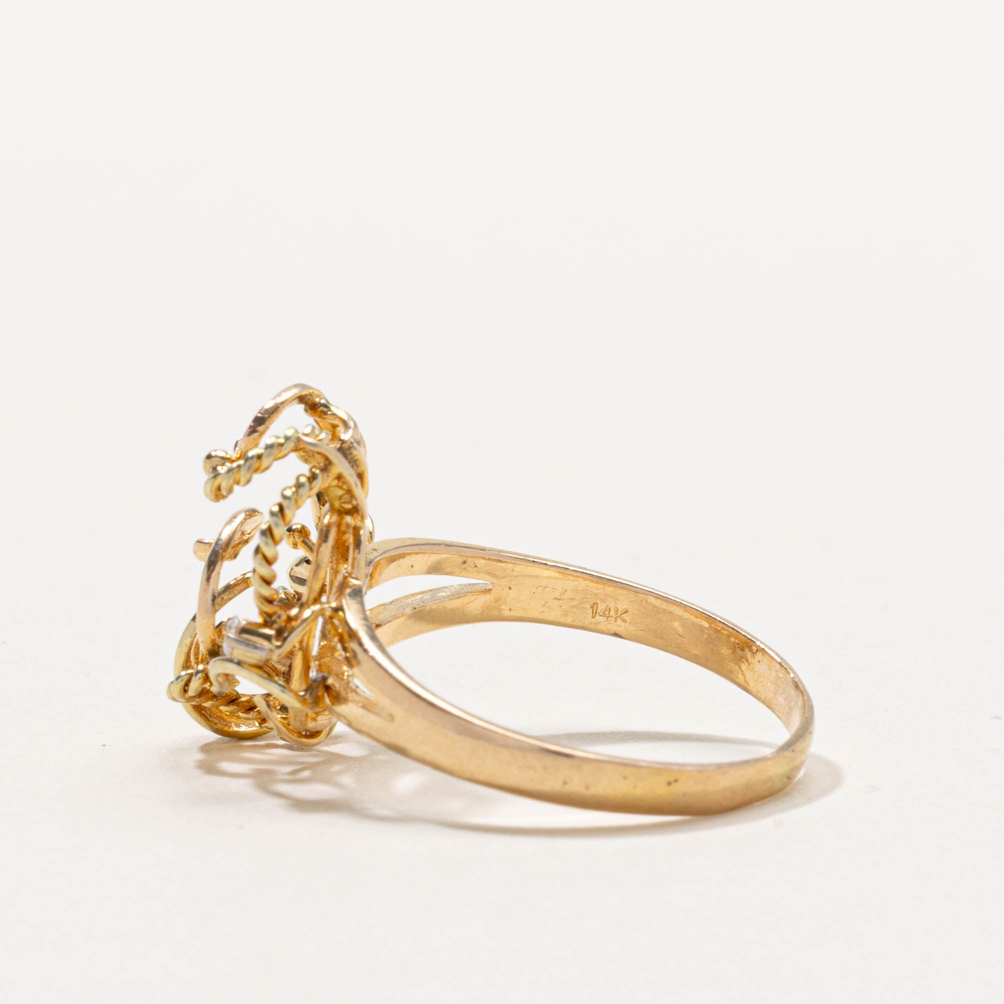 14k Scattered Diamond Openwork Rope Ring | SZ 8.5