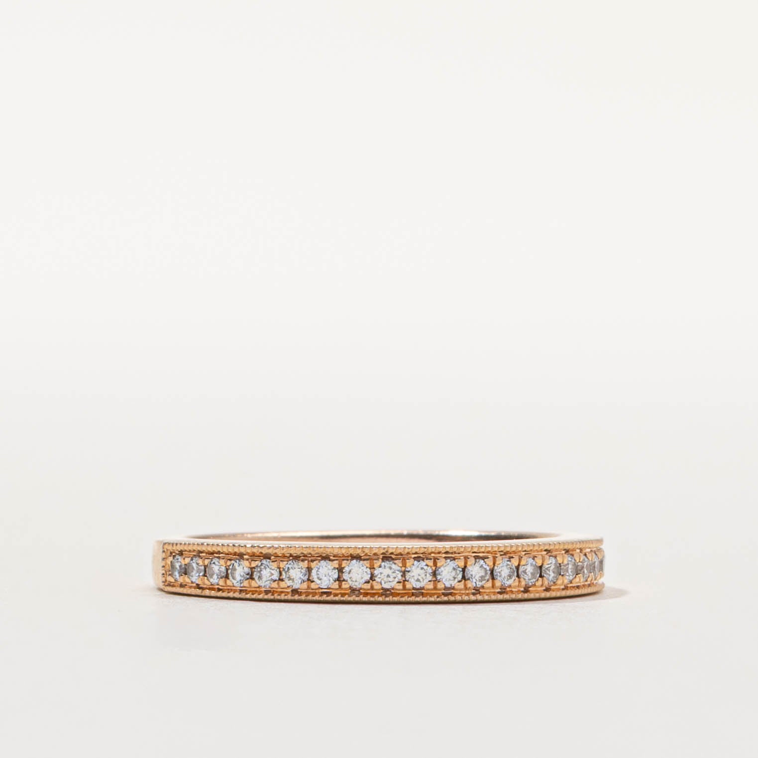 14k Semi Eternity Diamond Milgrain Band | 2.5mm | SZ 6.5