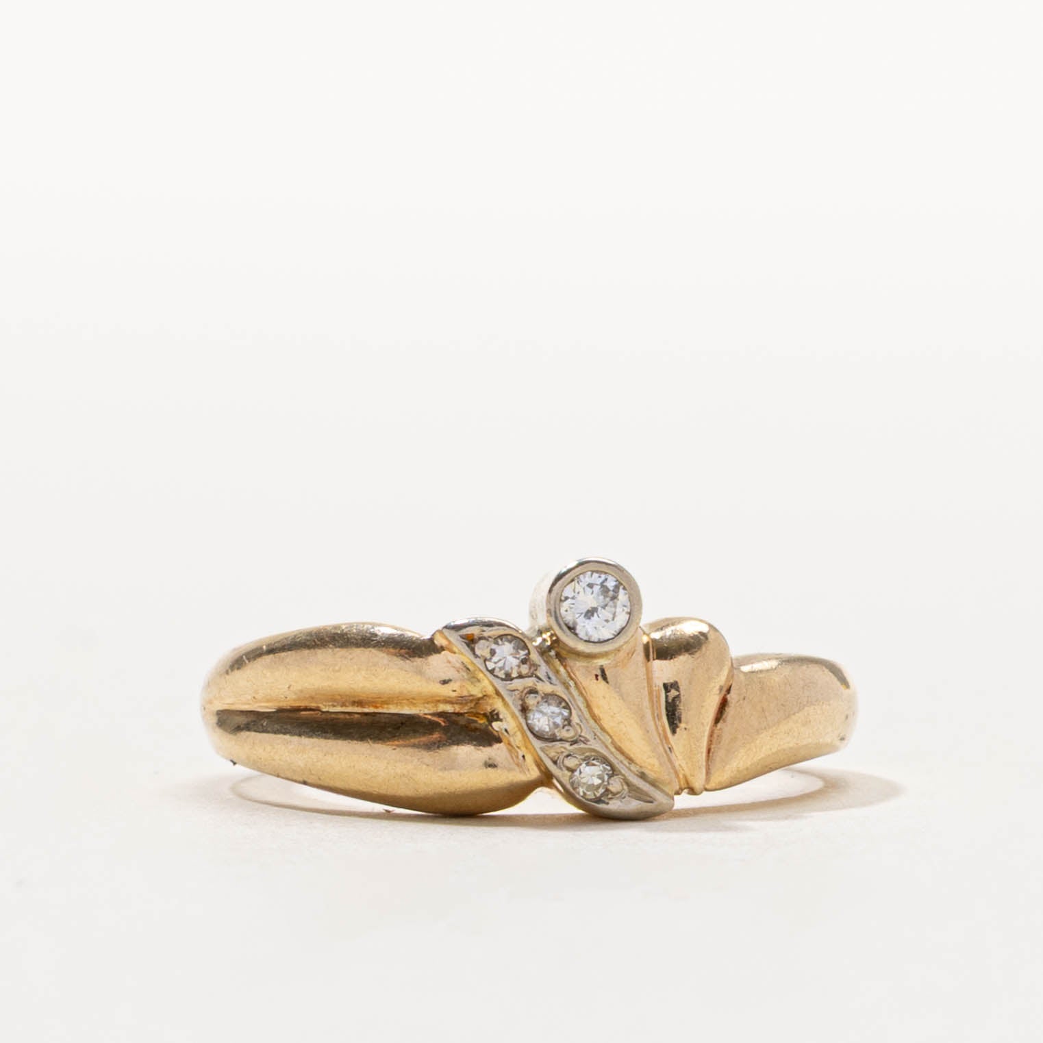 14k Bezel Set Diamond Waterfall Ring | SZ 8.5