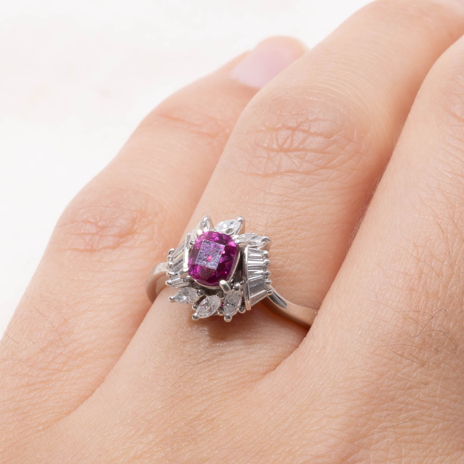 Pink Sapphire & Diamond Floral Halo Ring | 1.00ct, 0.45ctw | SZ 6.25