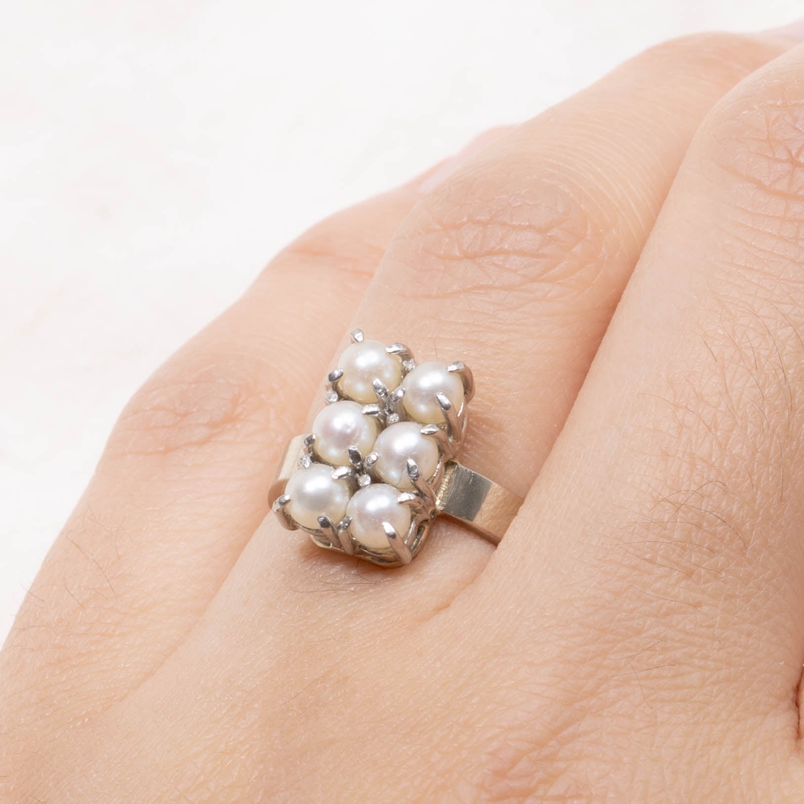 18k Pearl Two Column Ring | SZ 5.75