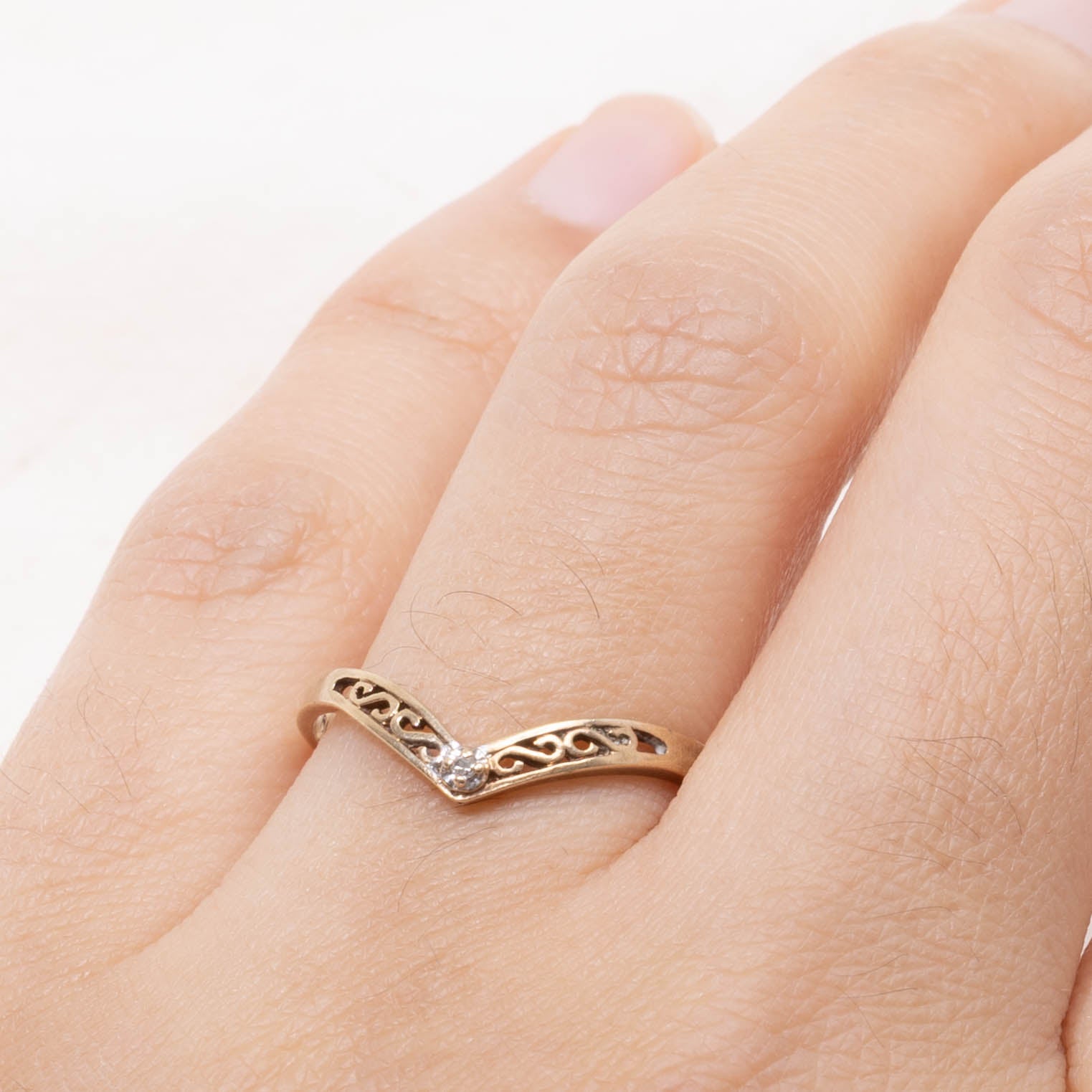 10k Diamond Openwork Chevron Ring | SZ 8.25