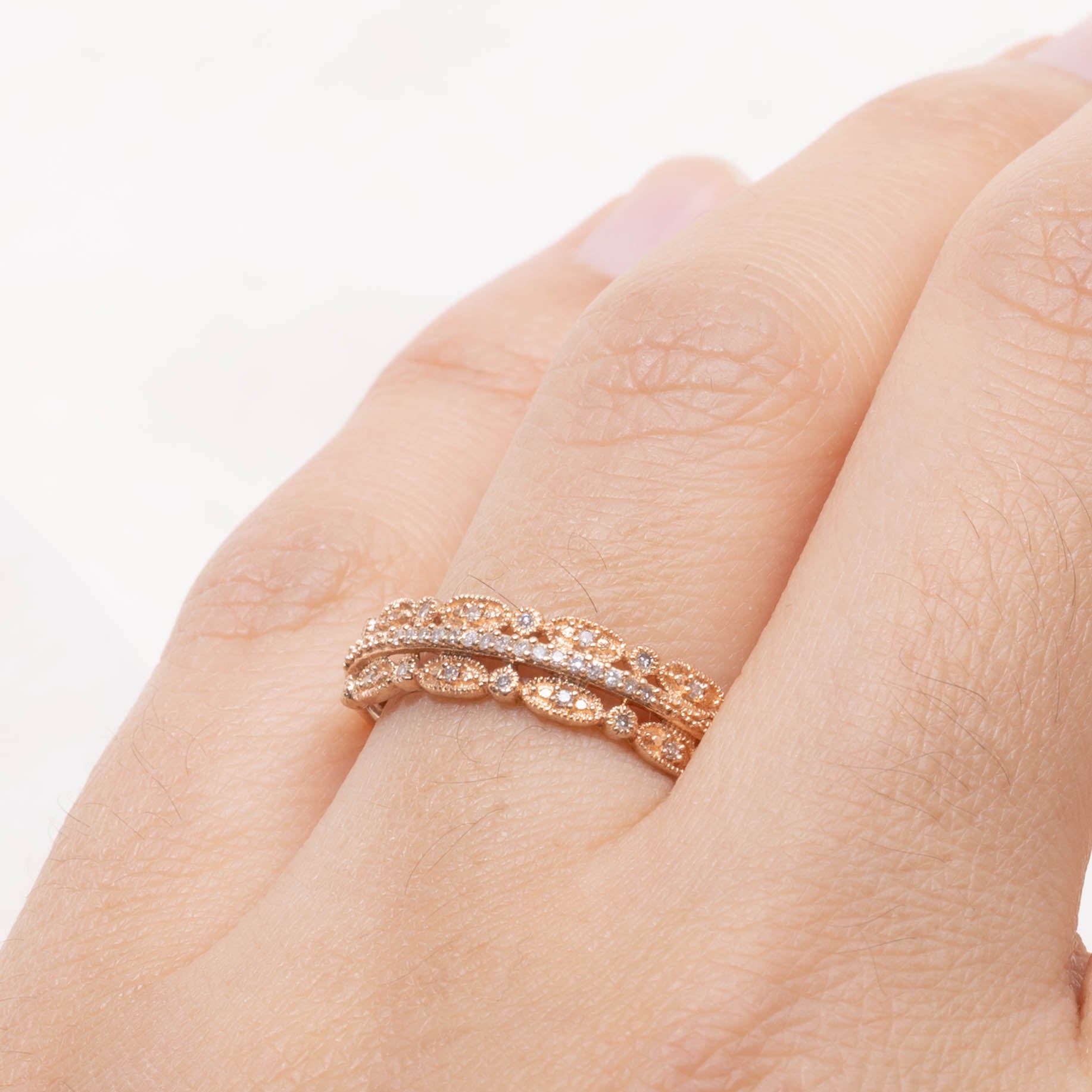10k Diamond Ornate Milgrained Ring | SZ 7.75