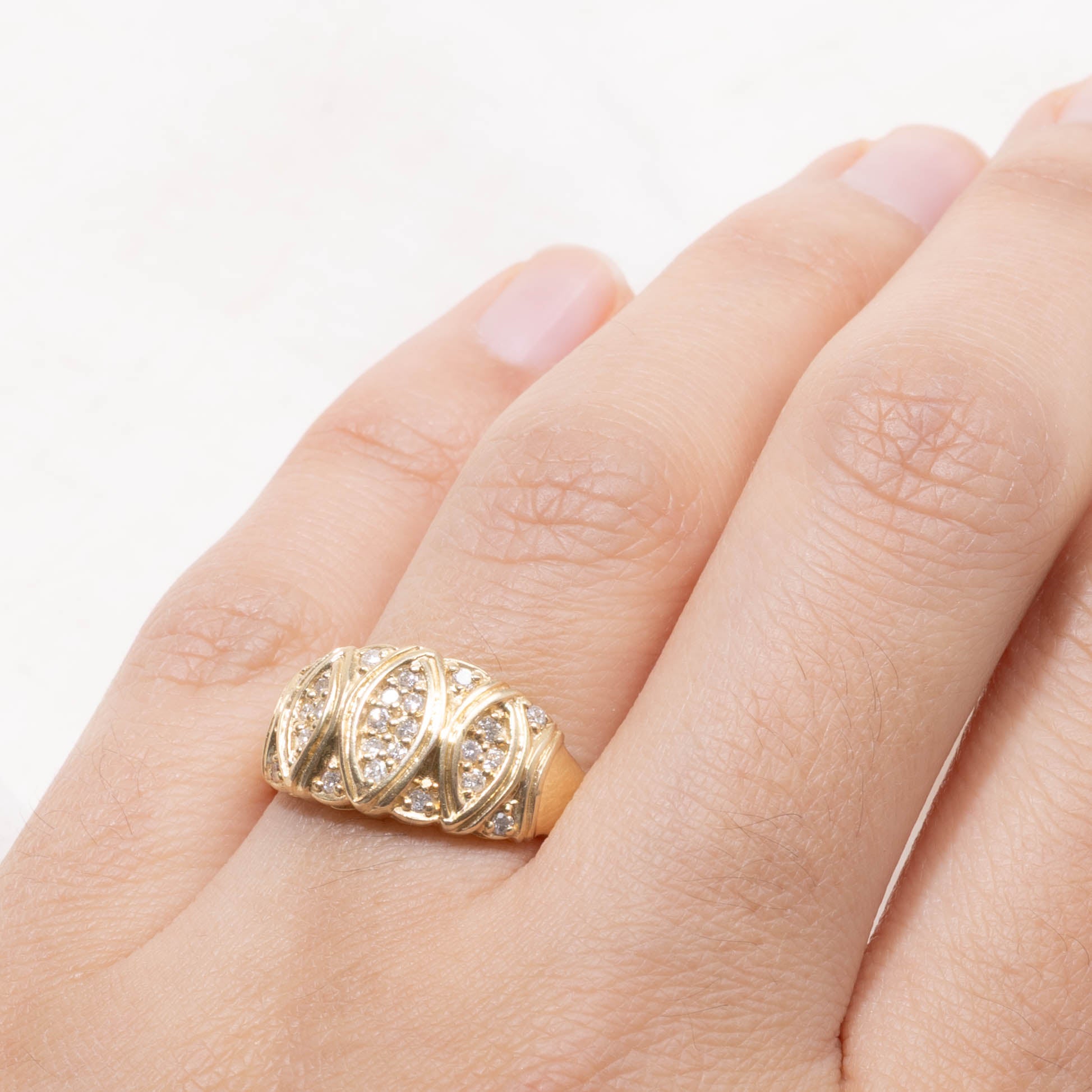 14k Diamond Marquise Cluster Dome Ring | SZ 9