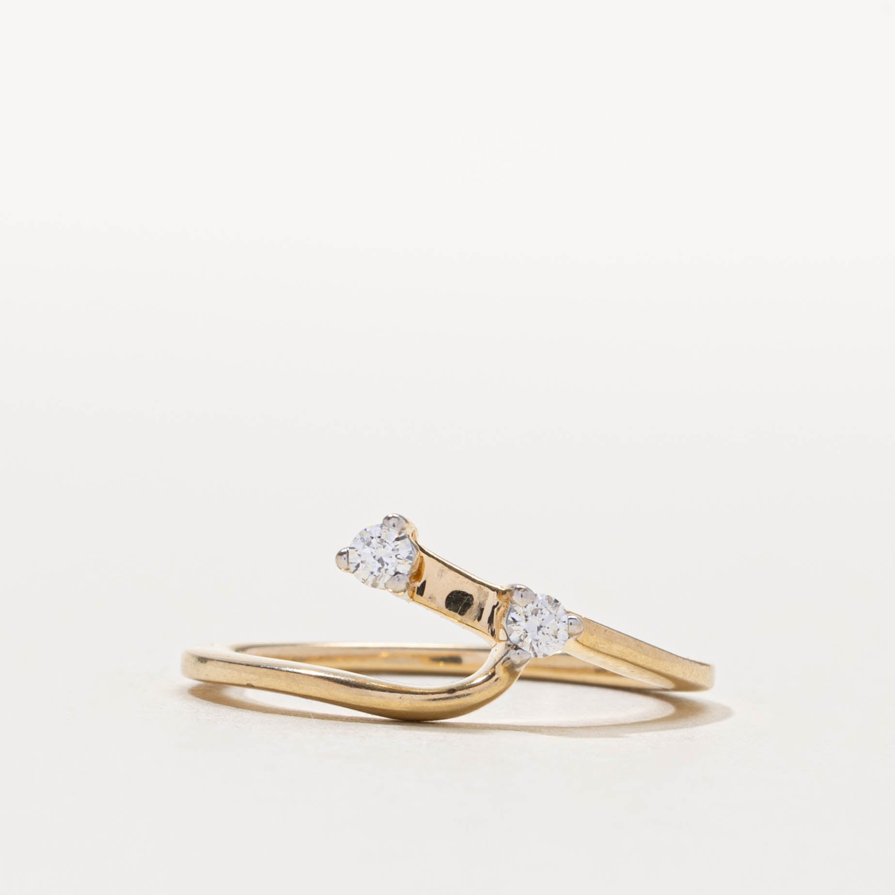 14k Two Stone Diamond Crossover Ring | SZ 7.25