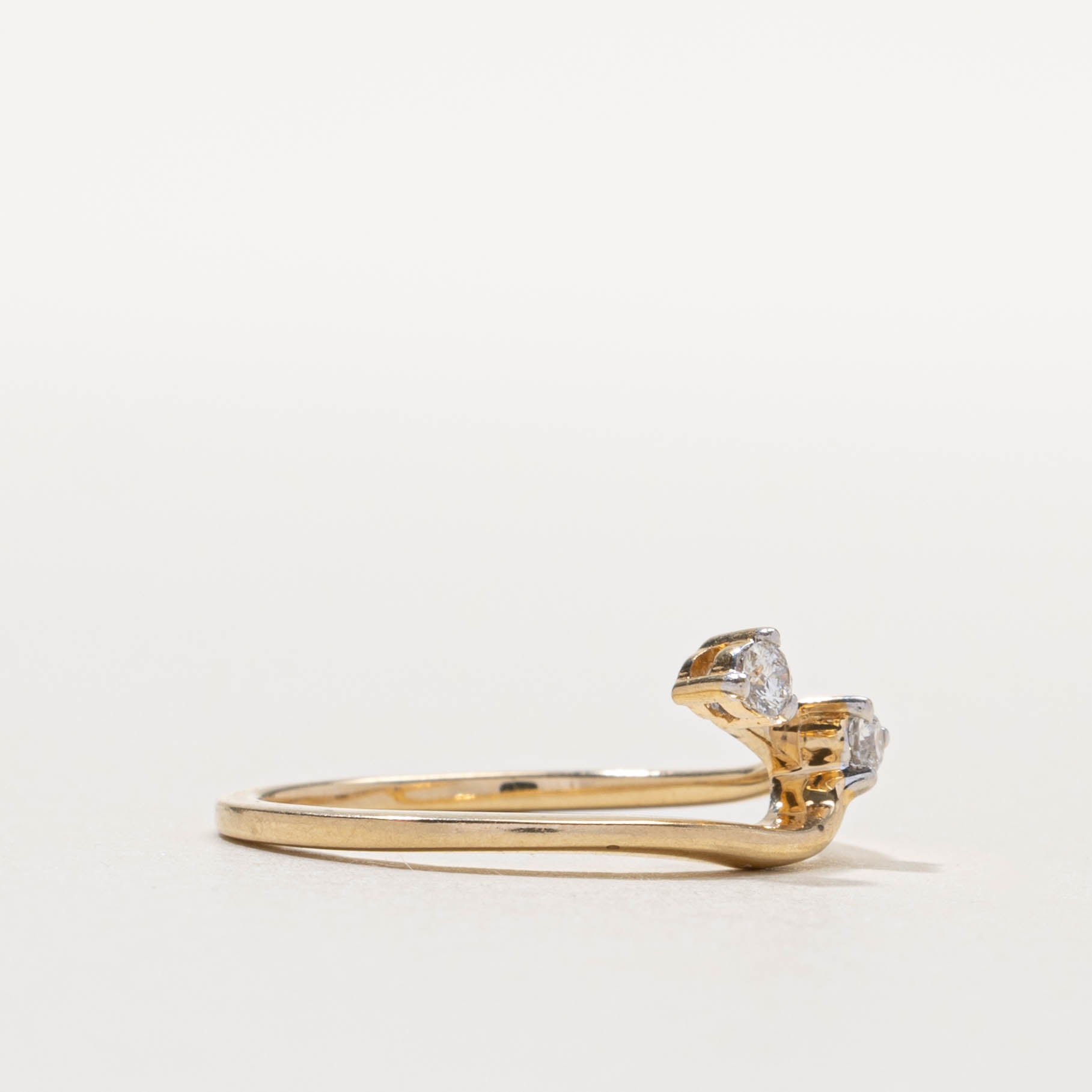 14k Two Stone Diamond Crossover Ring | SZ 7.25