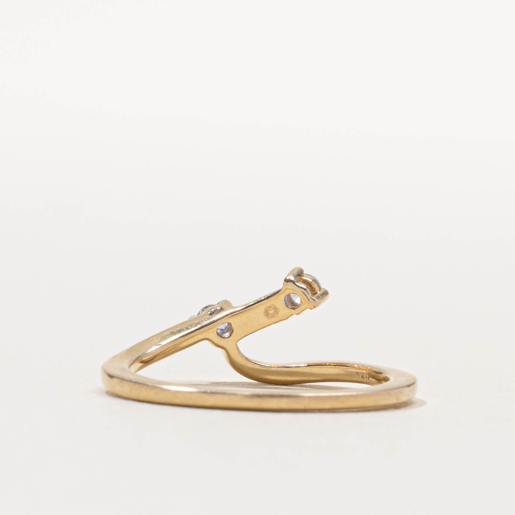 14k Two Stone Diamond Crossover Ring | SZ 7.25