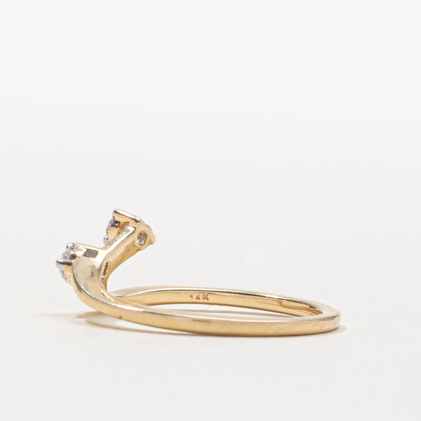 14k Two Stone Diamond Crossover Ring | SZ 7.25