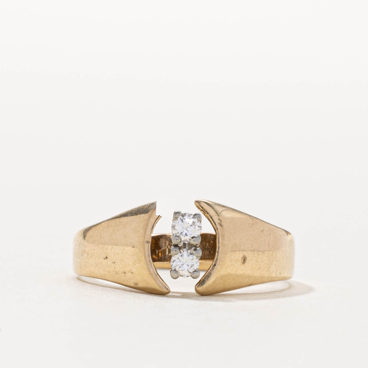 14k Two Stone Diamond Arch Ring | SZ 5