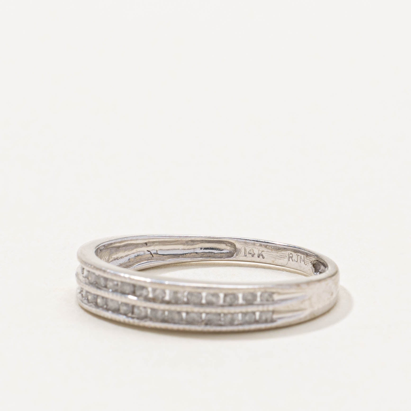 14k Multi-Row Diamond Milgrained Ring | SZ 6.25