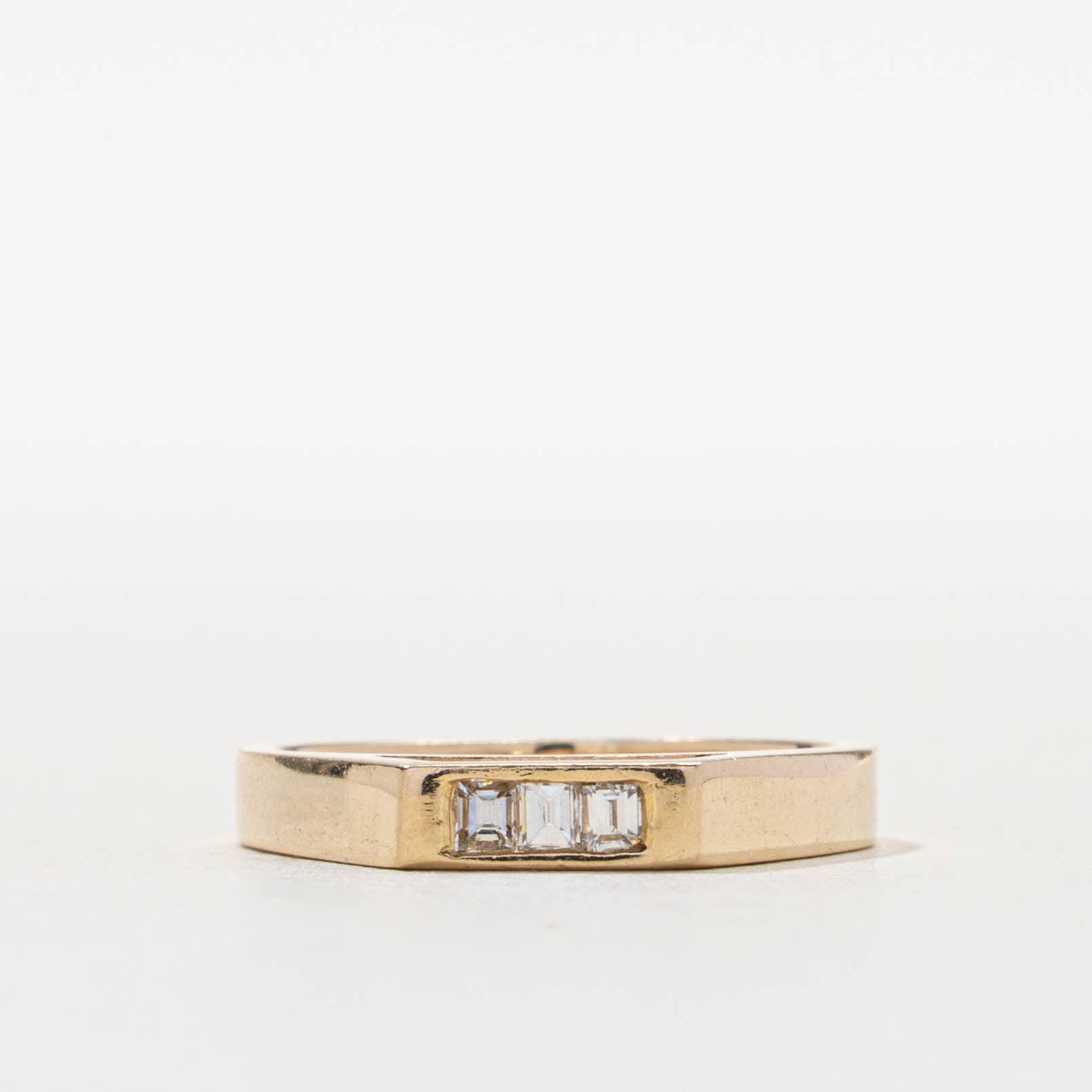 14k Channel Set Three Stone Diamond Band | 3mm | SZ 5