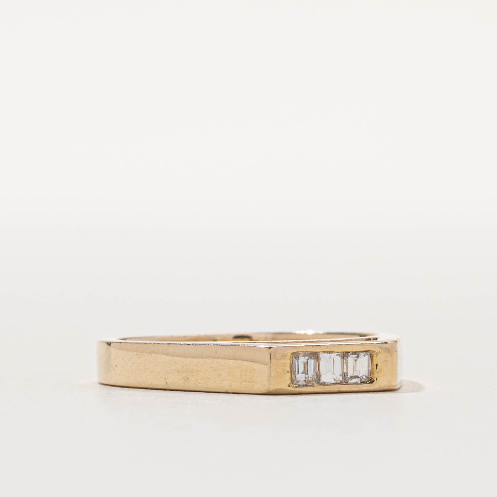14k Channel Set Three Stone Diamond Band | 3mm | SZ 5