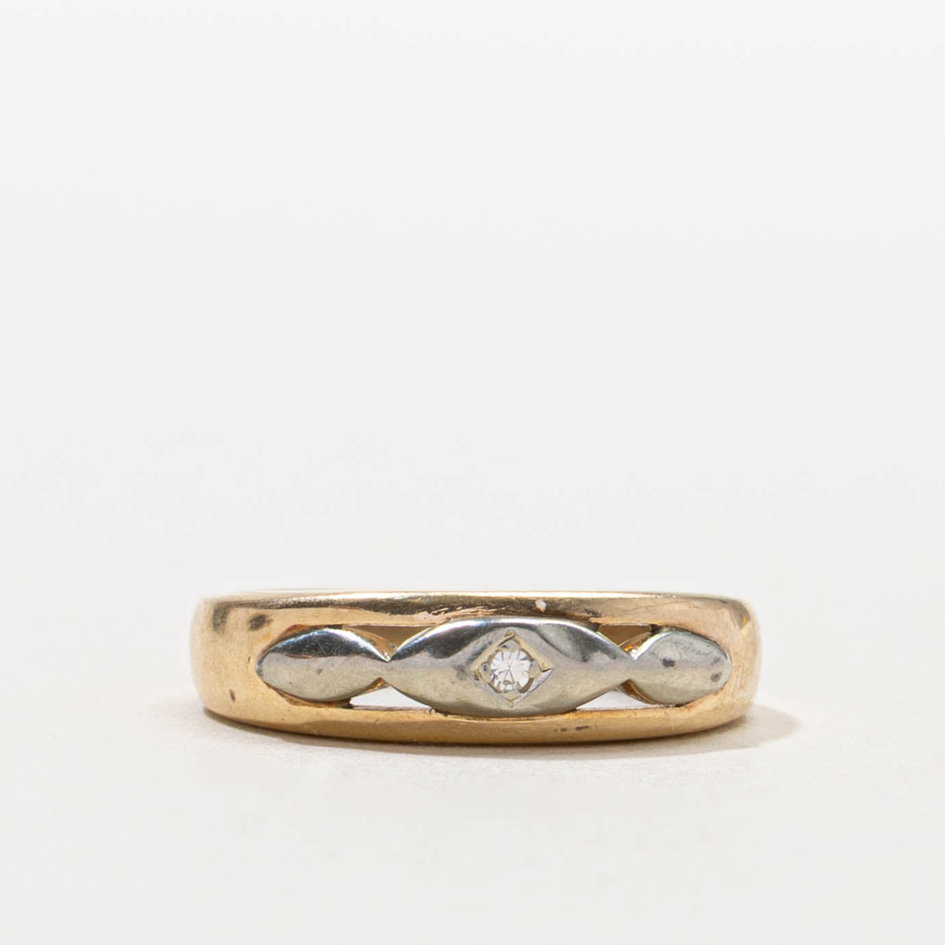 14k Two Tone Diamond Marquise Openwork Ring | SZ 3.25