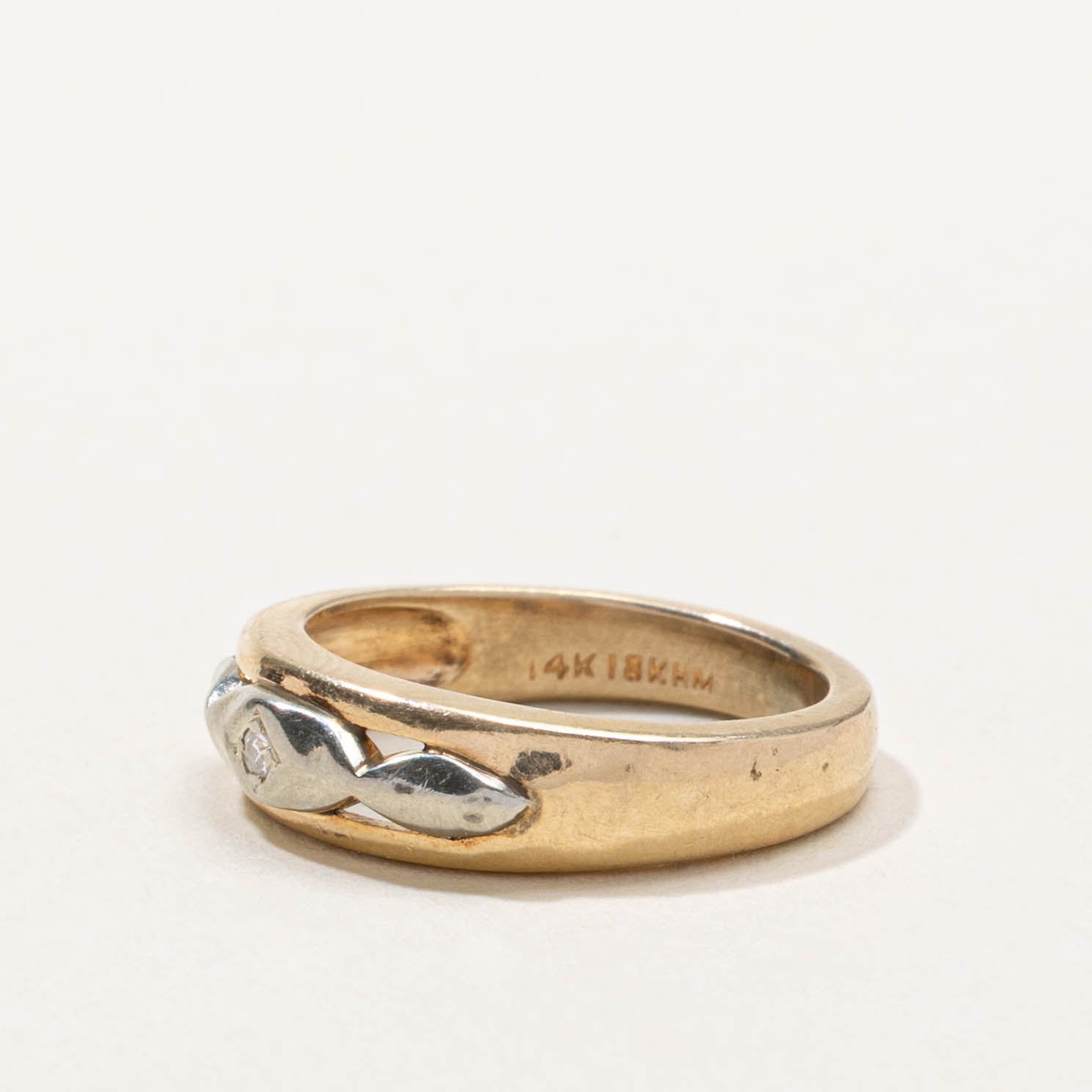 14k Two Tone Diamond Marquise Openwork Ring | SZ 3.25