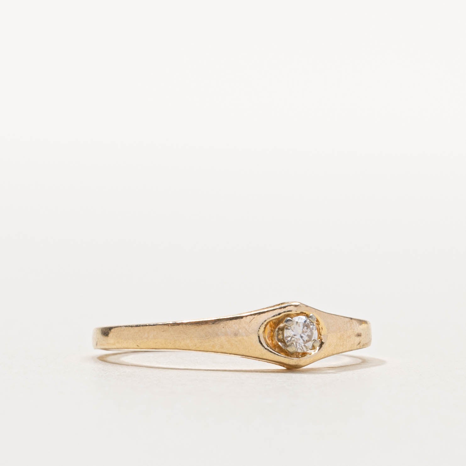 14k Solitaire Diamond Split Ring | SZ 6.25
