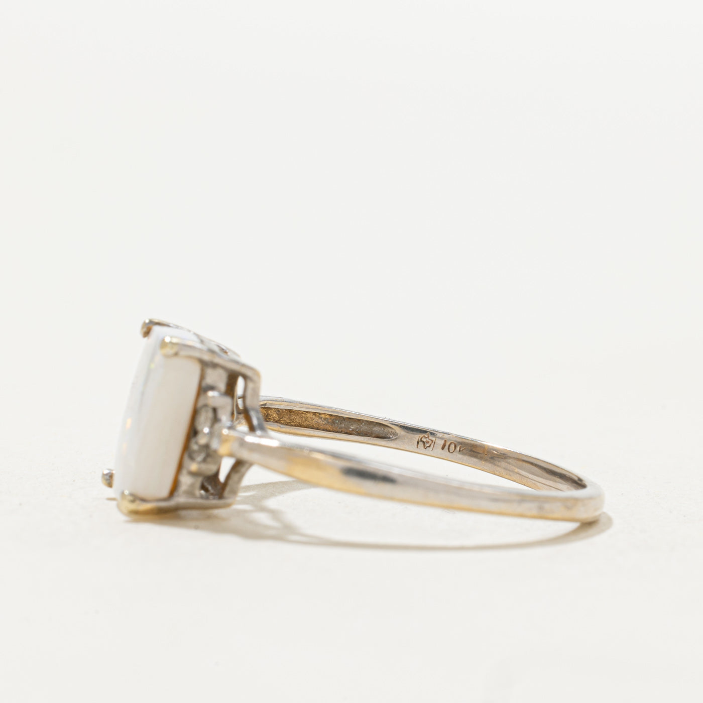 Cabochon Cut Opal & Diamond Ring | SZ 8.25