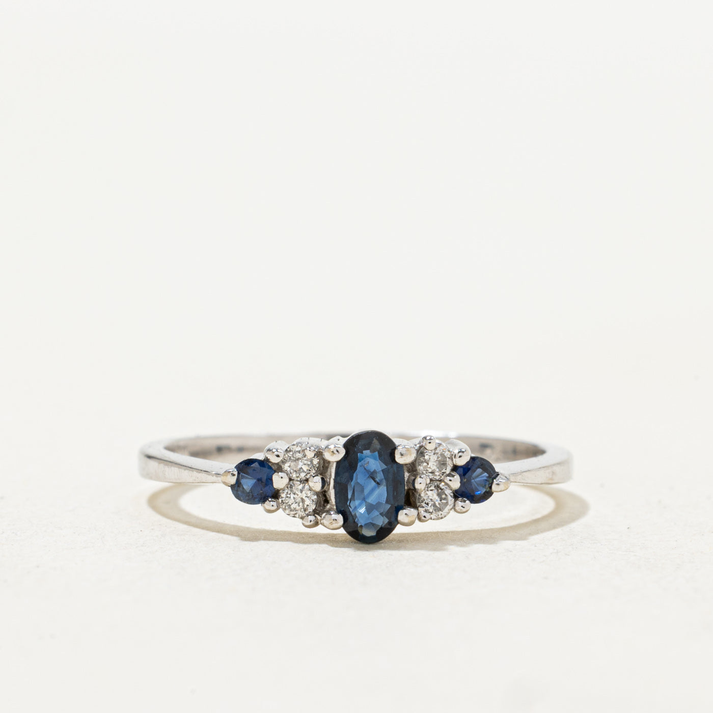 Oval Cut Sapphire & Diamond Ring | SZ 6.75