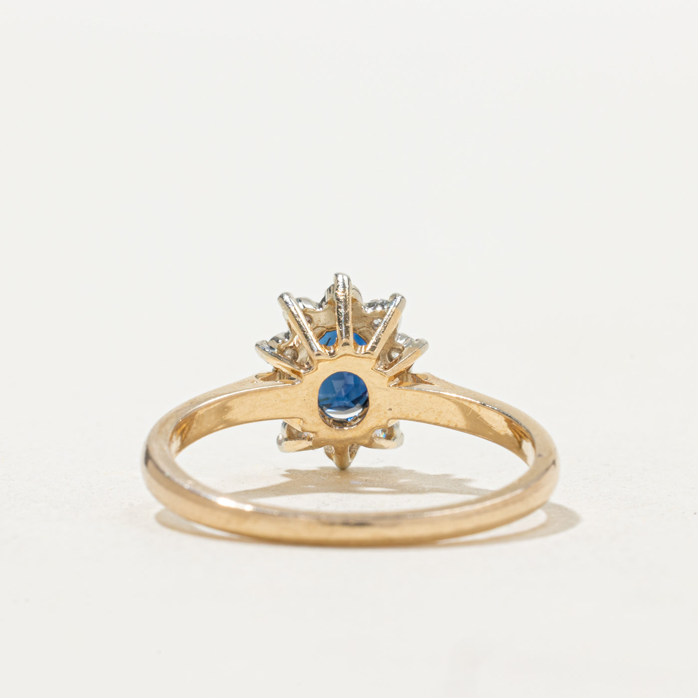 Oval Cut Sapphire & Diamond Petal Ring | SZ 6.25
