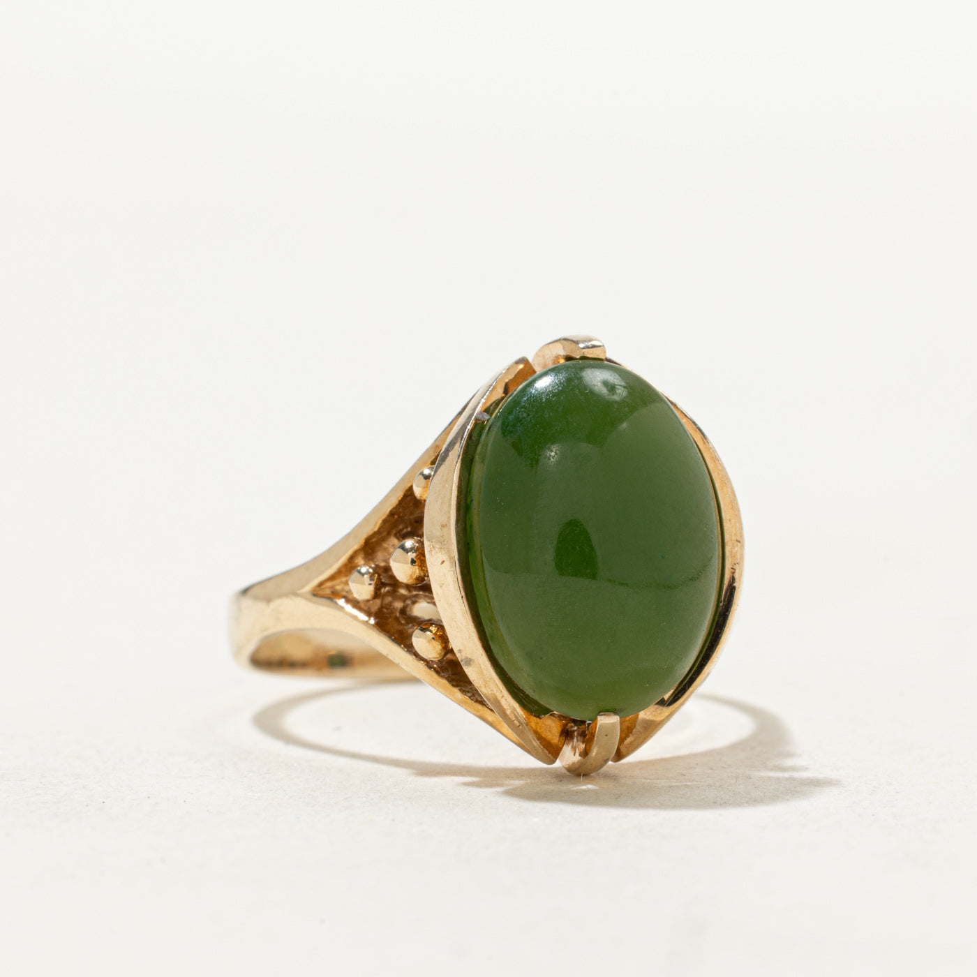 Cabochon Cut Nephrite Jade Ring | 4.60ct | SZ 9.0