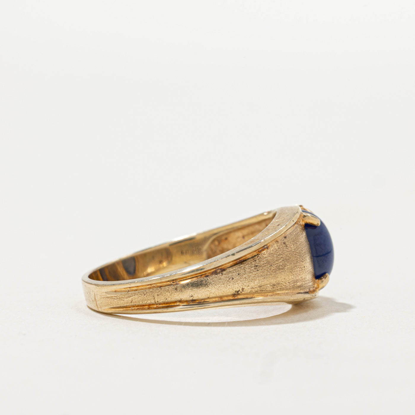 Synthetic Sapphire & Diamond Textured Ring | SZ 9.0