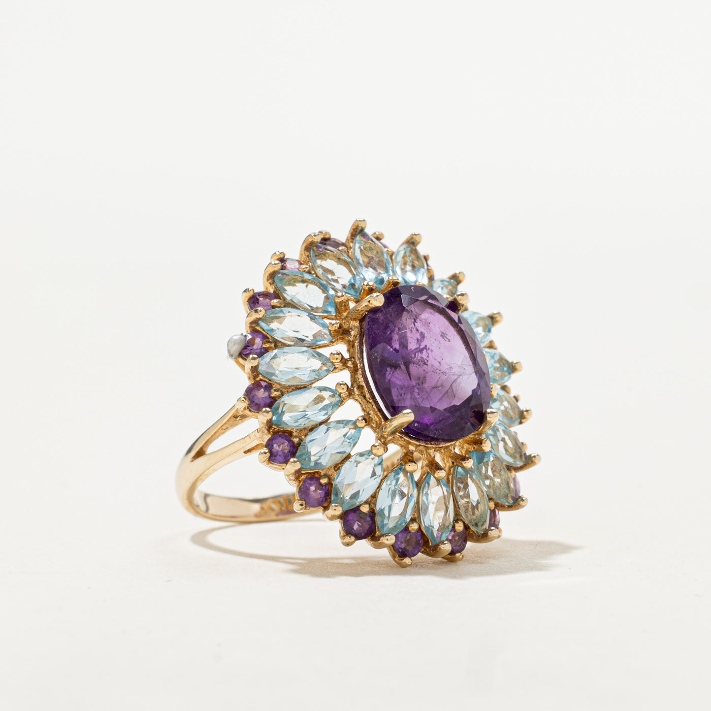 Amethyst & Blue Topaz Cocktail Ring | 6.0ctw | SZ 6.0