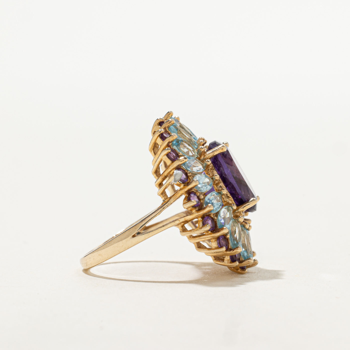 Amethyst & Blue Topaz Cocktail Ring | 6.0ctw | SZ 6.0