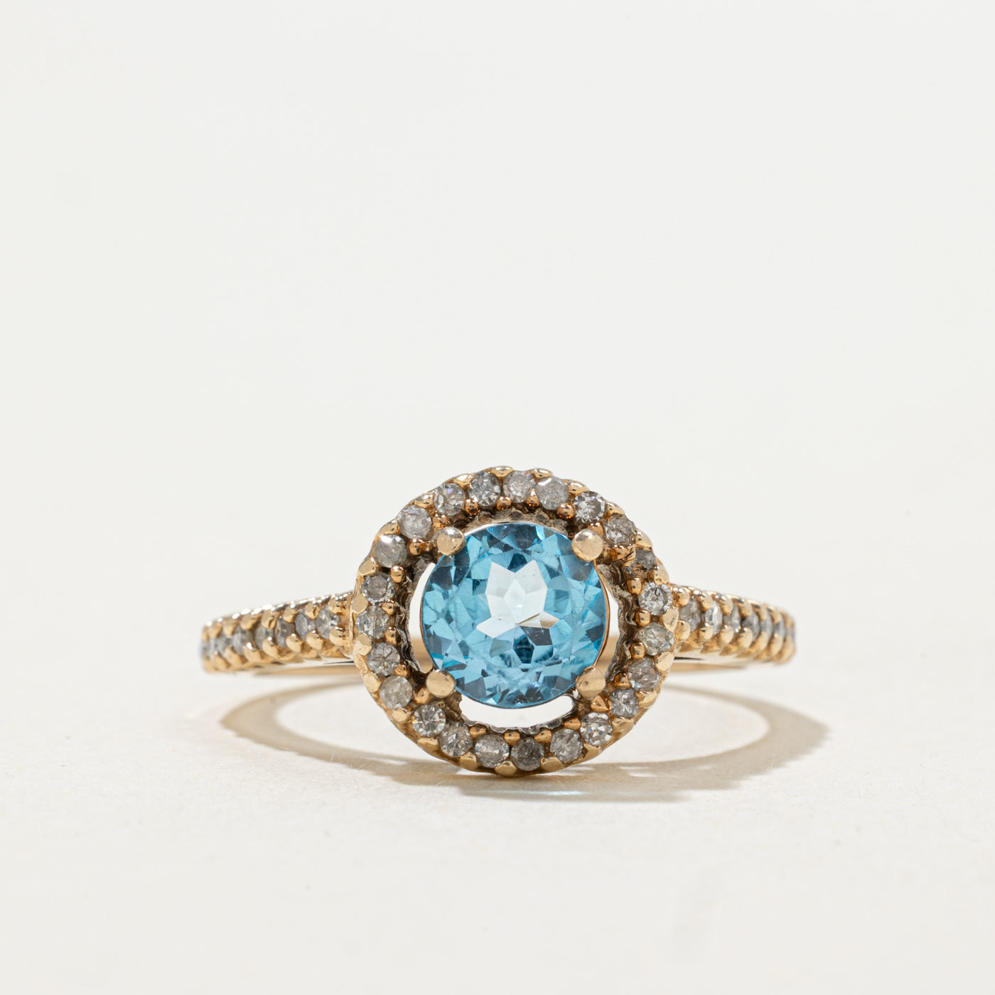 Blue Topaz & Diamond Floating Halo Ring | 0.92ct, 0.19ctw | SZ 6.5