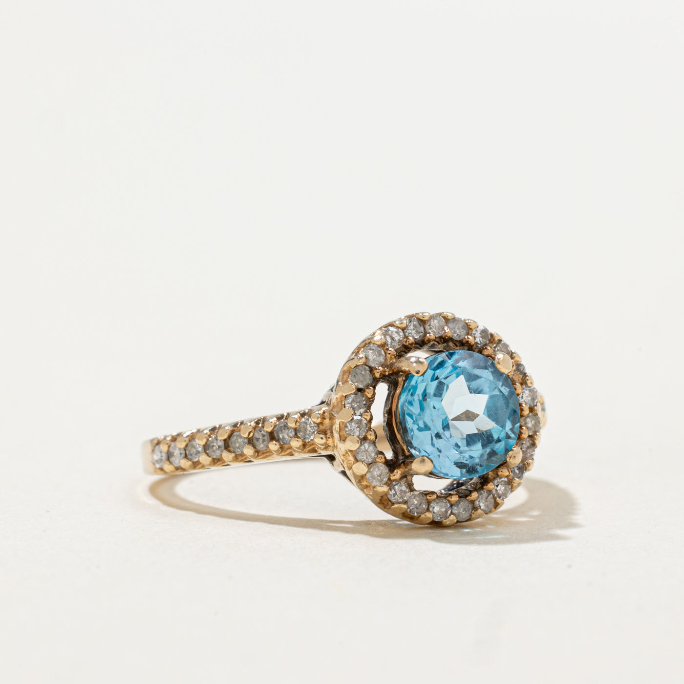 Blue Topaz & Diamond Floating Halo Ring | 0.92ct, 0.19ctw | SZ 6.5