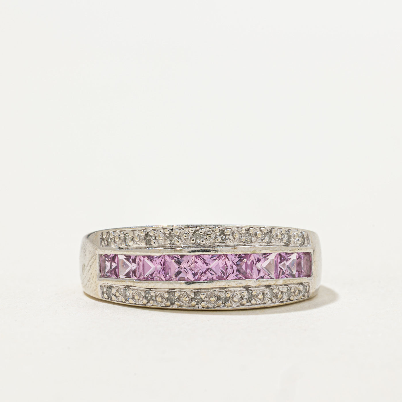 Pink Sapphire & Diamond Band | 0.50ctw, 0.10ctw | SZ 9.0