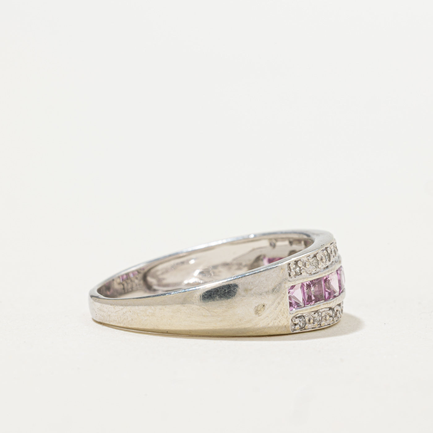 Pink Sapphire & Diamond Band | 0.50ctw, 0.10ctw | SZ 9.0