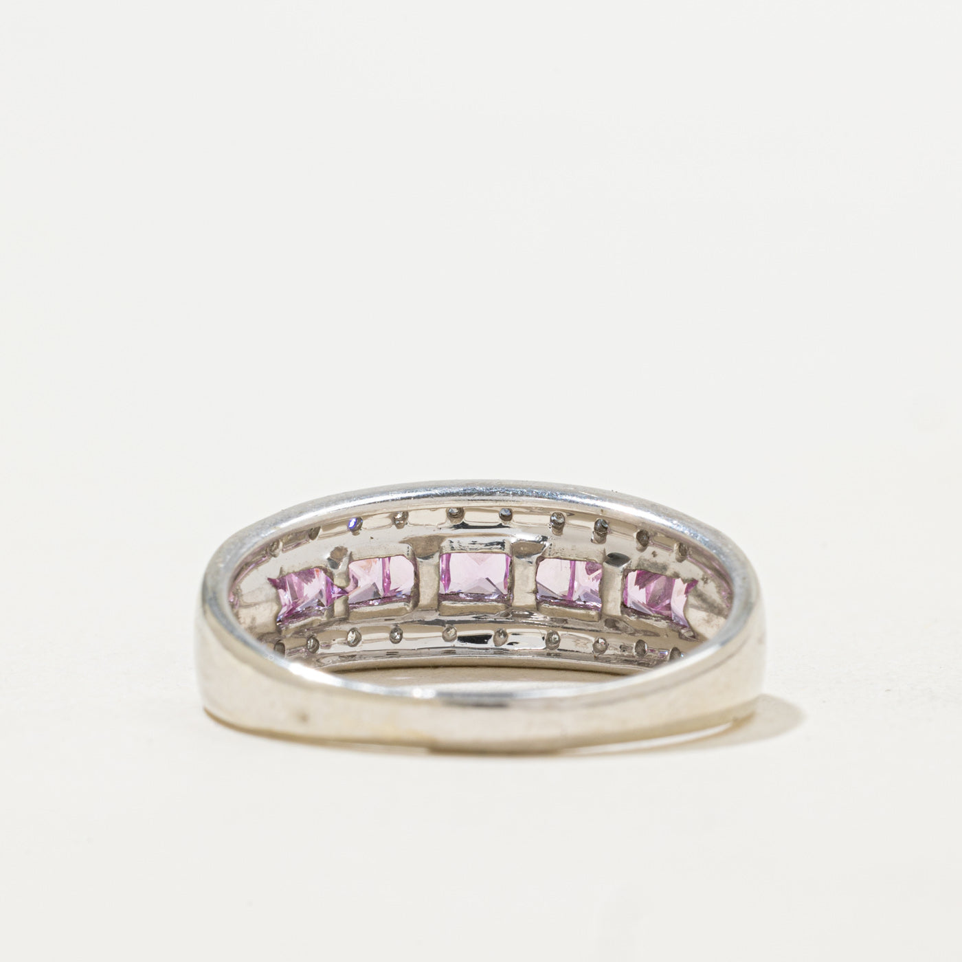 Pink Sapphire & Diamond Band | 0.50ctw, 0.10ctw | SZ 9.0