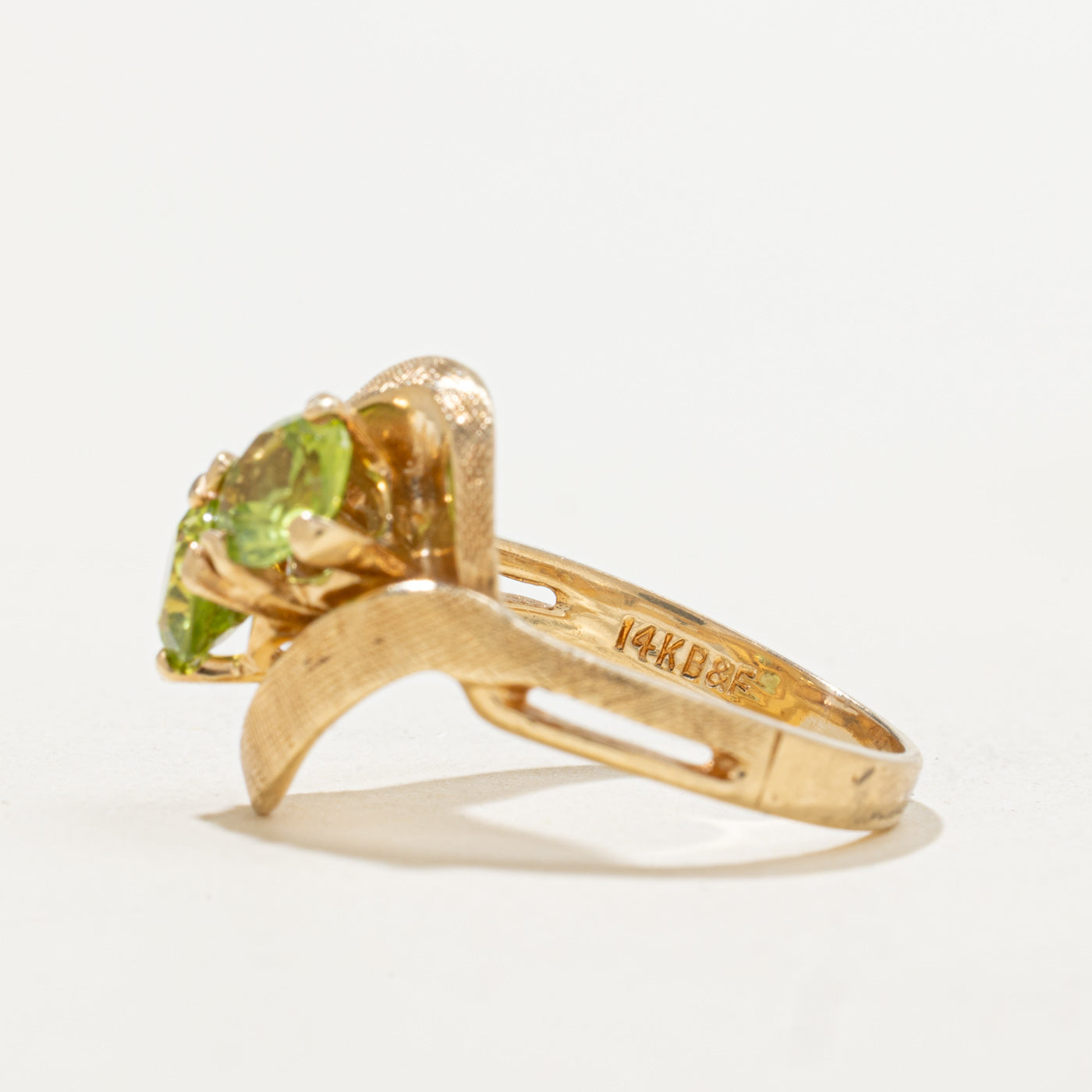 Two Stone Peridot Textured Ring | 1.00ctw | SZ 6.25