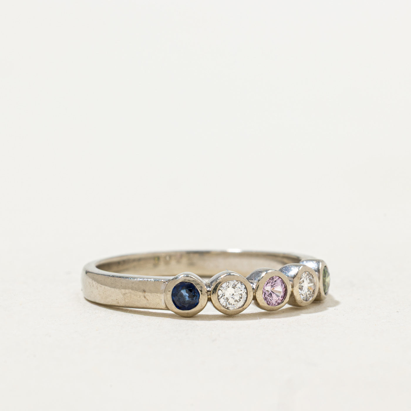 Five Stone Multi Gem & Diamond Band | 0.08ctw, 0.15ctw | SZ 5.5