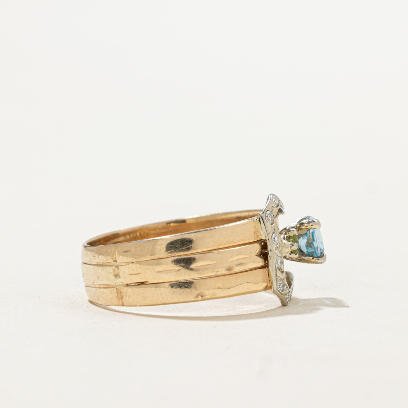 Multi Gem & Diamond Buckle Ring | 0.57ctw | SZ 9.0
