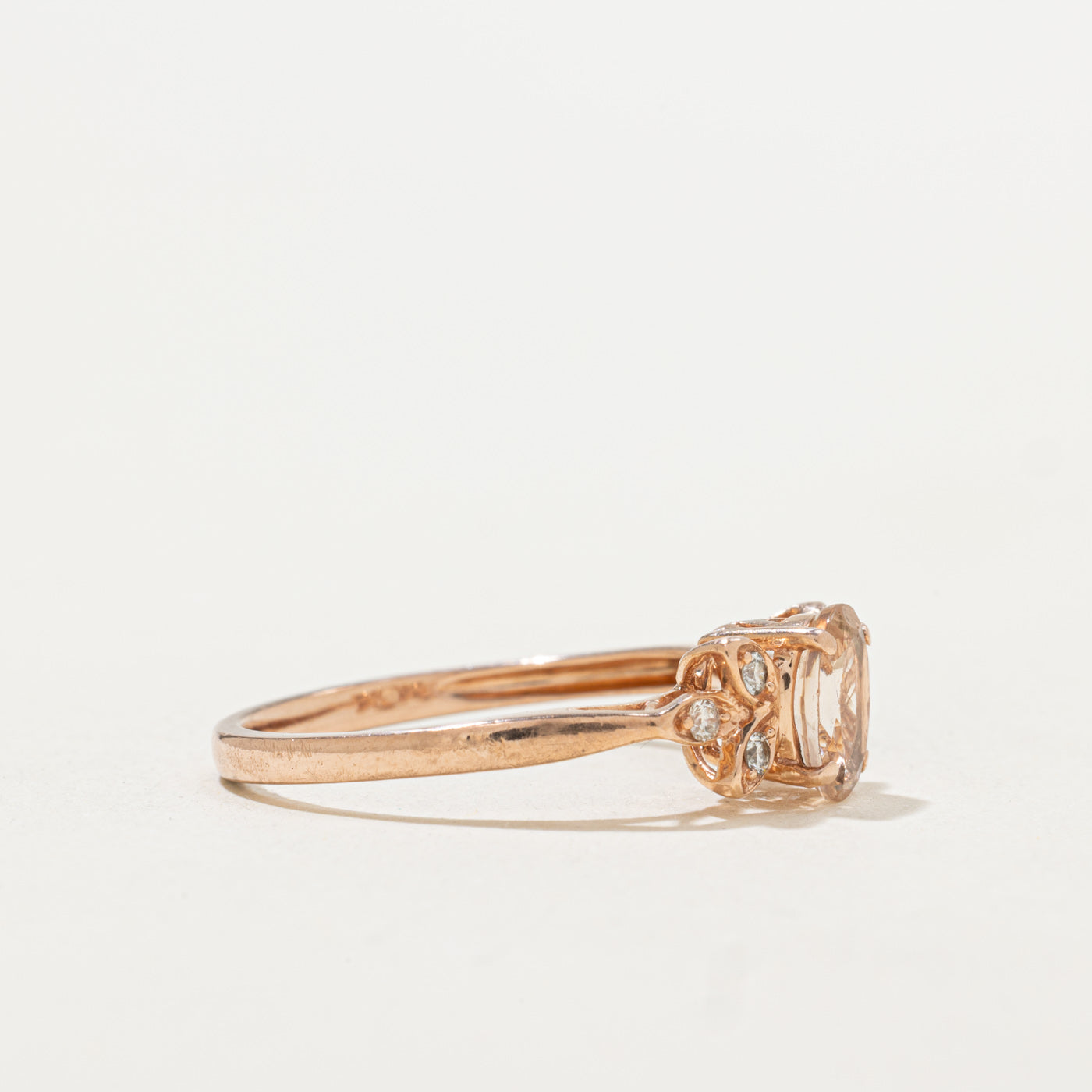 Rose Gold Morganite & Diamond Ring | 0.60ct, 0.06ctw | SZ 7.0
