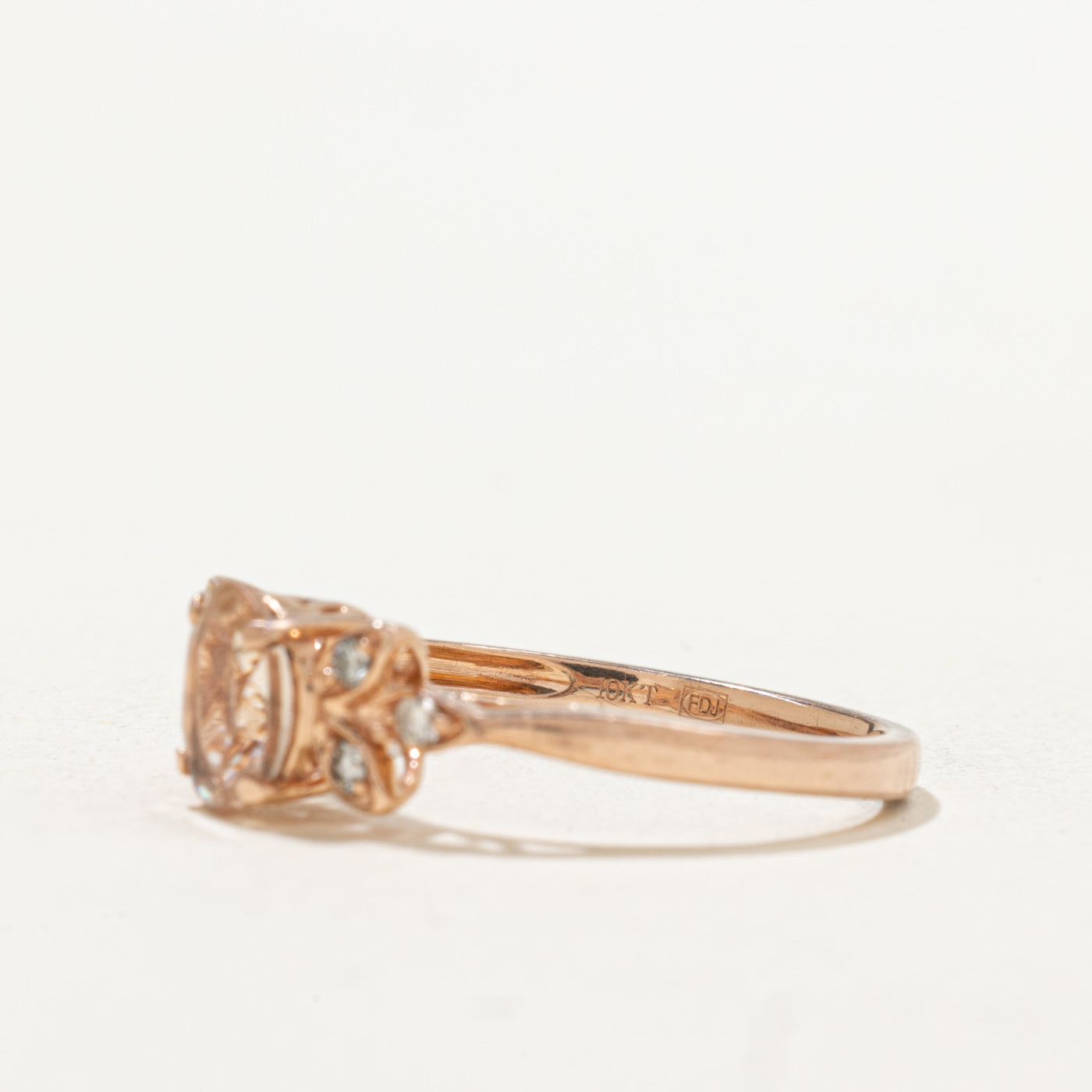 Rose Gold Morganite & Diamond Ring | 0.60ct, 0.06ctw | SZ 7.0