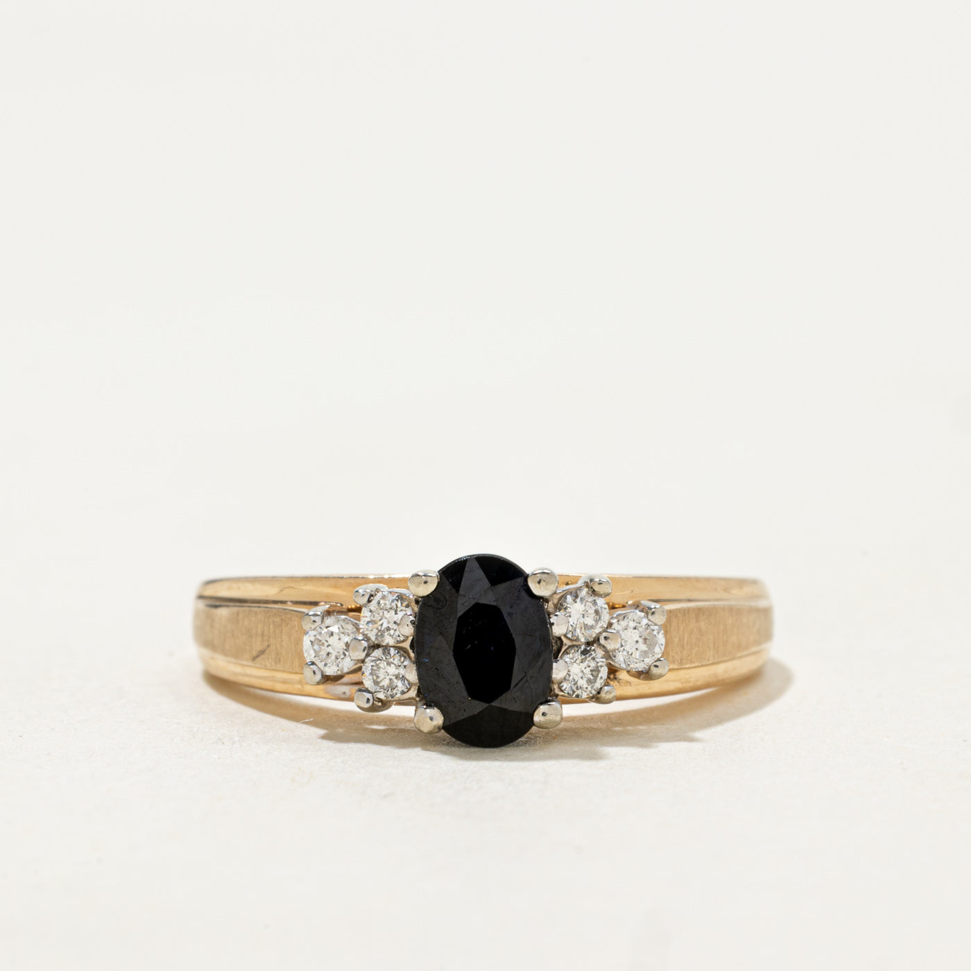 Oval Cut Sapphire & Diamond Ring | 0.80ct, 0.16ctw | SZ 8.5