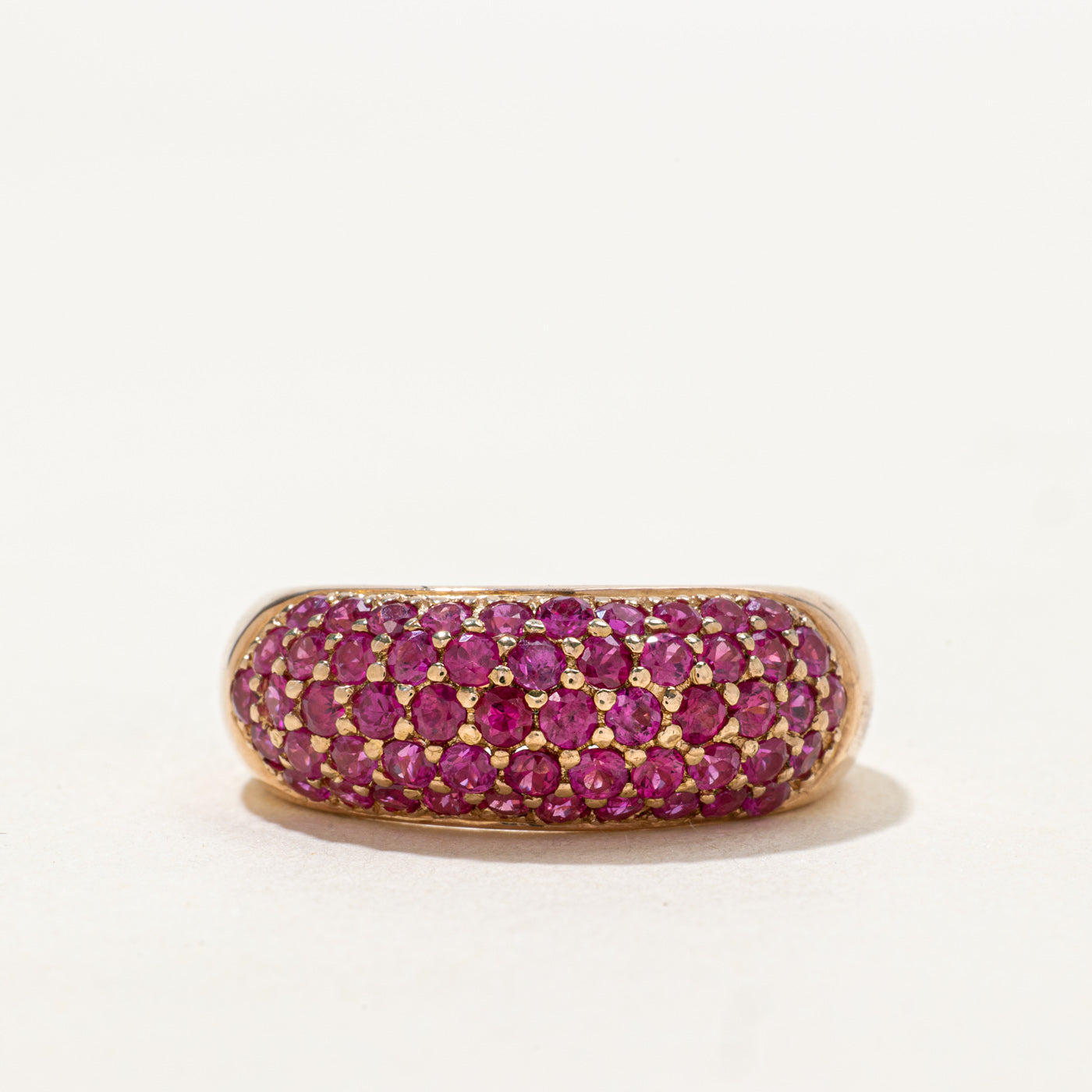 Pave Set Synthetic Ruby Dome Ring | 1.35ctw | SZ 9.25