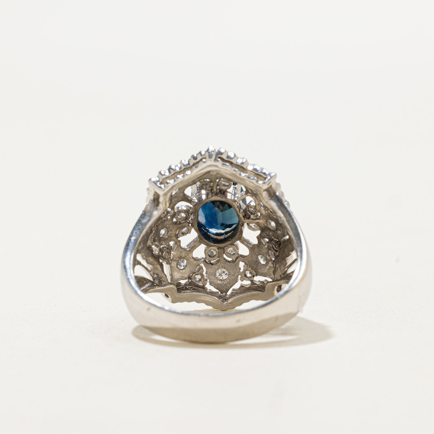 Sapphire & Diamond Ornate Cocktail Ring | 1.20ct, 0.40ctw | SZ 6.5
