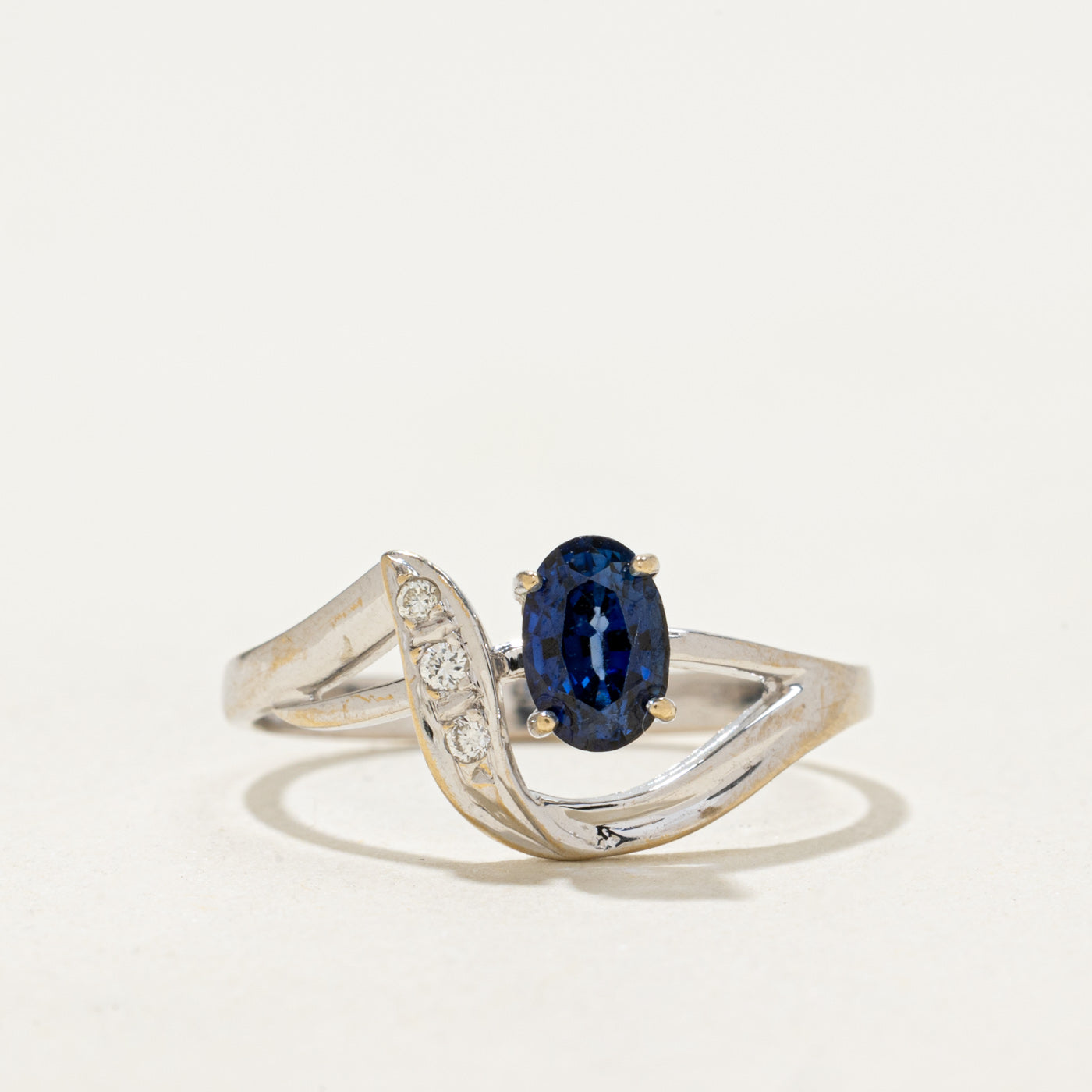 Synthetic Sapphire & Diamond Abstract Ring | 0.50ct, 0.02ctw | SZ 5.75