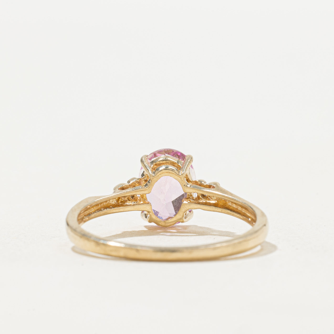 Bague ovale en topaze rose et diamants | Taille 7,25