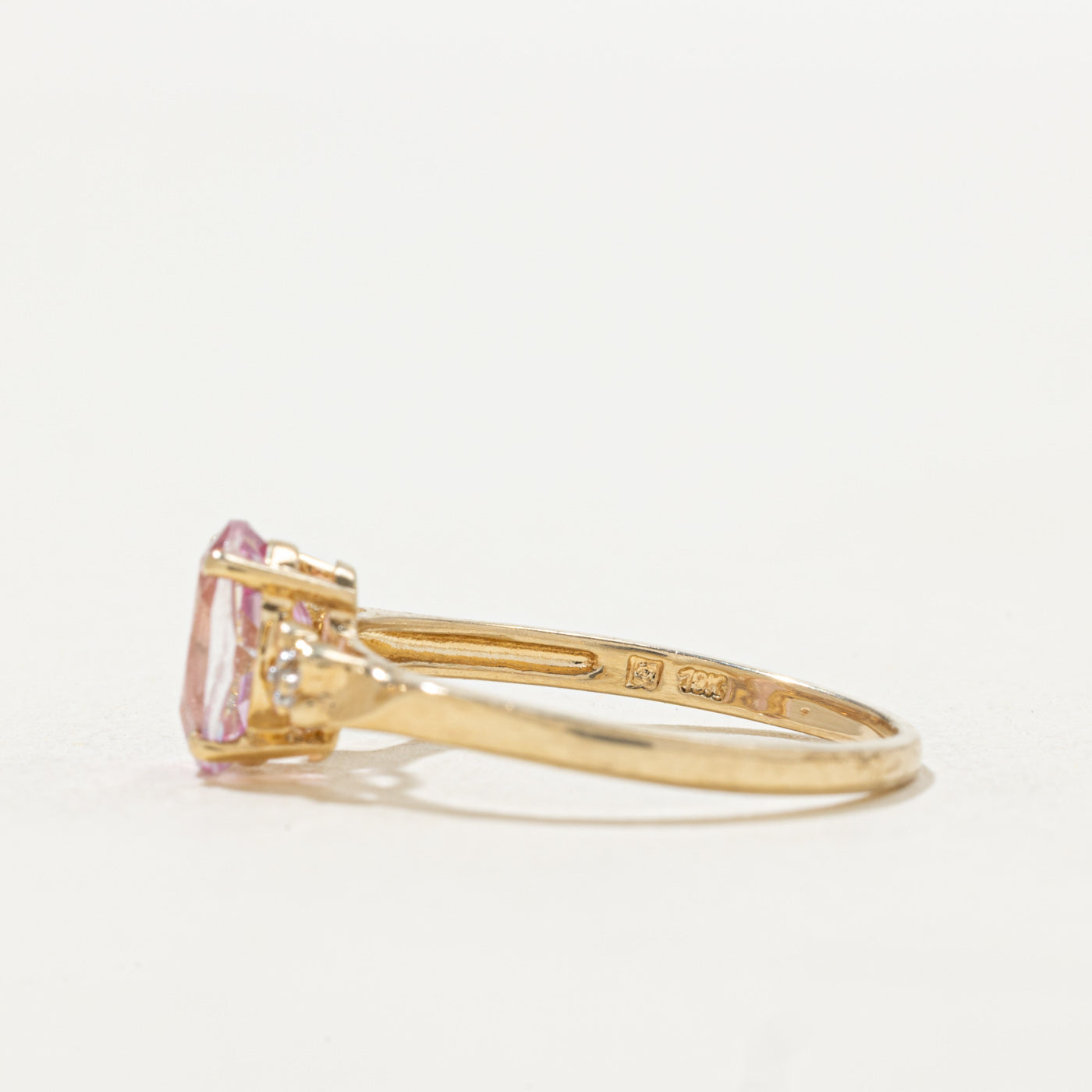 Bague ovale en topaze rose et diamants | Taille 7,25