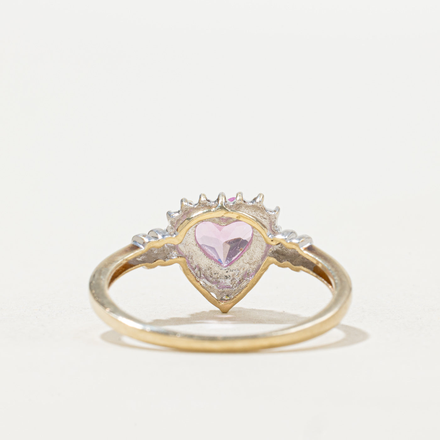 Heart Cut Synthetic Sapphire & Diamond Halo Ring | SZ 7.0