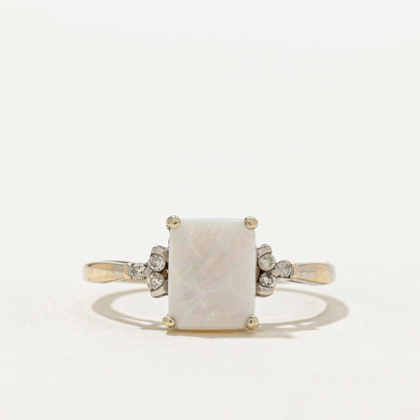Cabochon Cut Opal & Diamond Ring | SZ 8.25