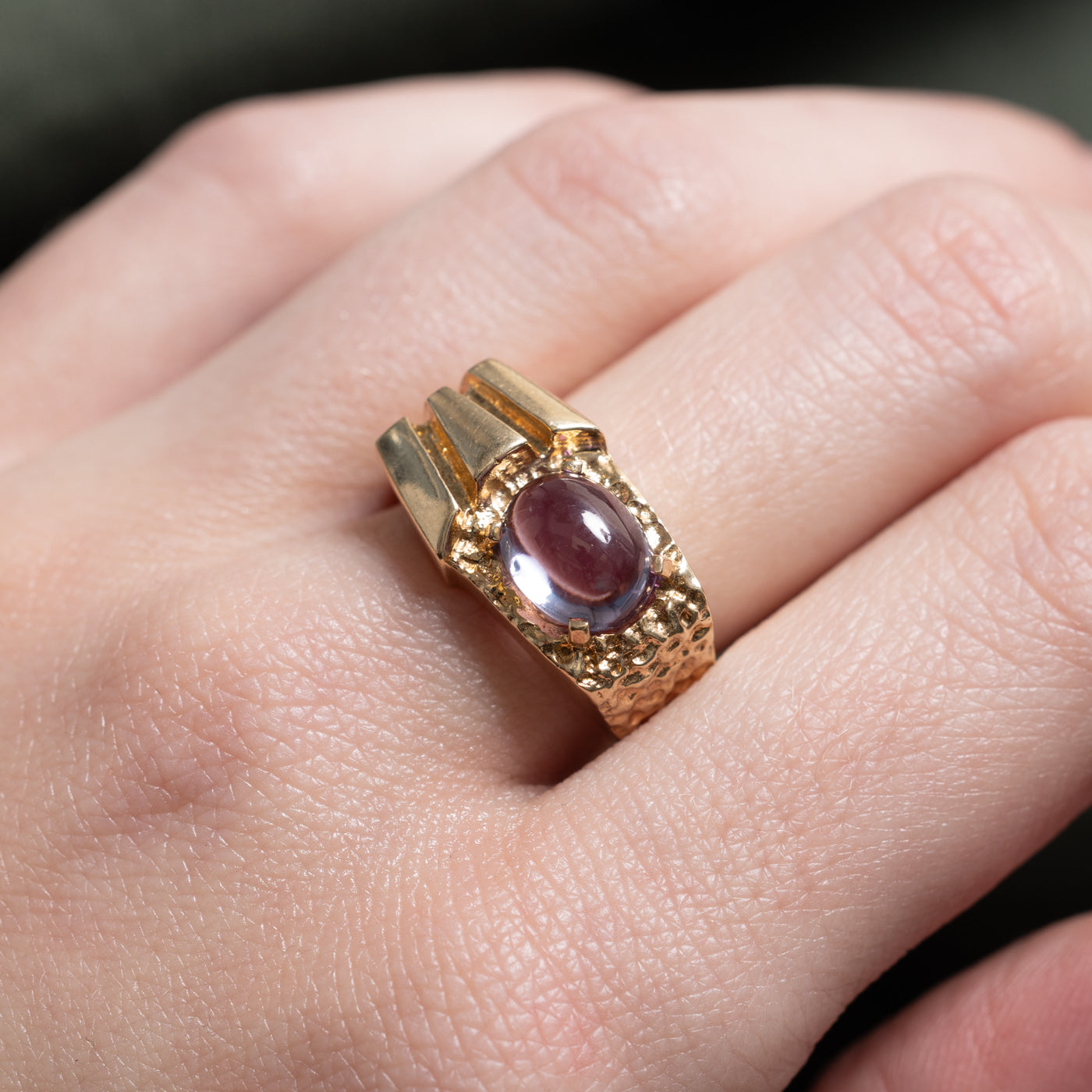 Synthetic Sapphire Textured Geometric Ring | 3.00ct | SZ 8.0