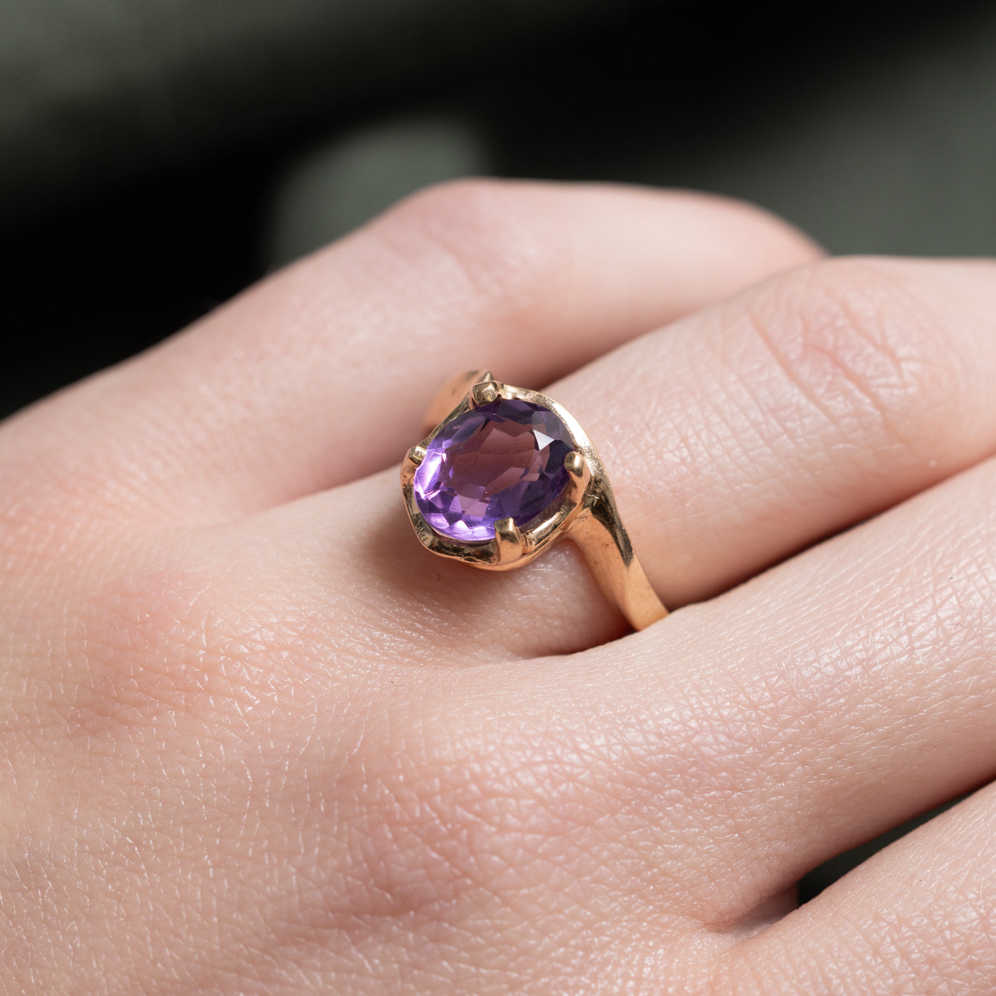 Bague solitaire en améthyste | 1,60 ct | Taille 5,5
