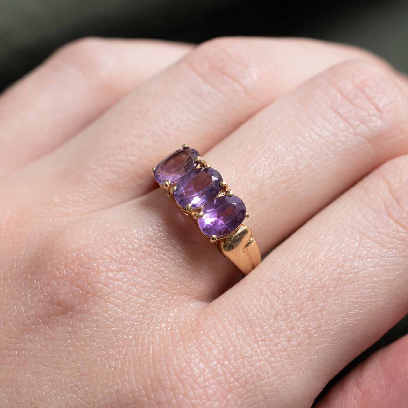 Three Stone Amethyst Ring | 1.50ctw | SZ 7.0