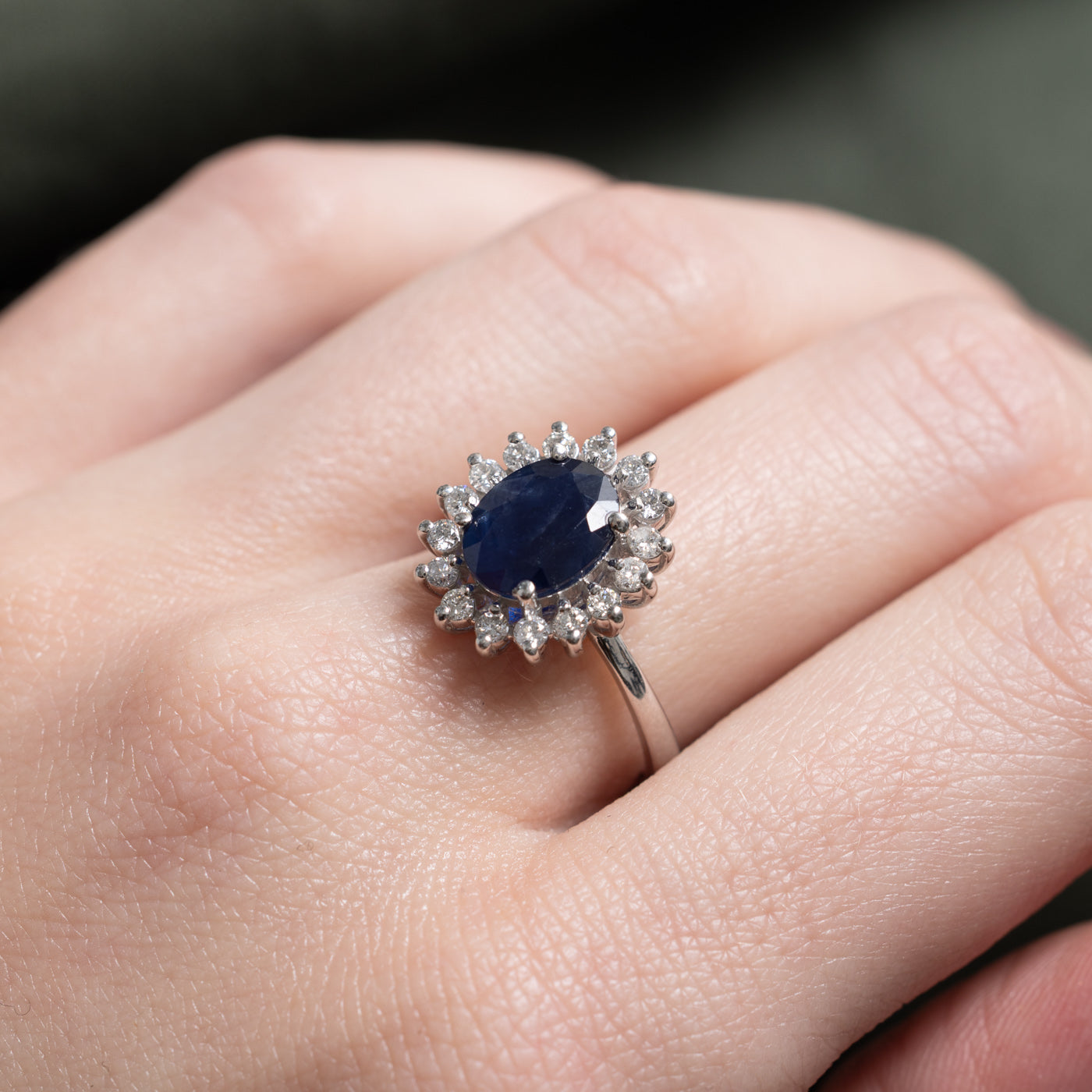 'Effy' White Gold Blue Sapphire & Diamond Ring | 1.20ct, 0.26ctw | SZ 7.0