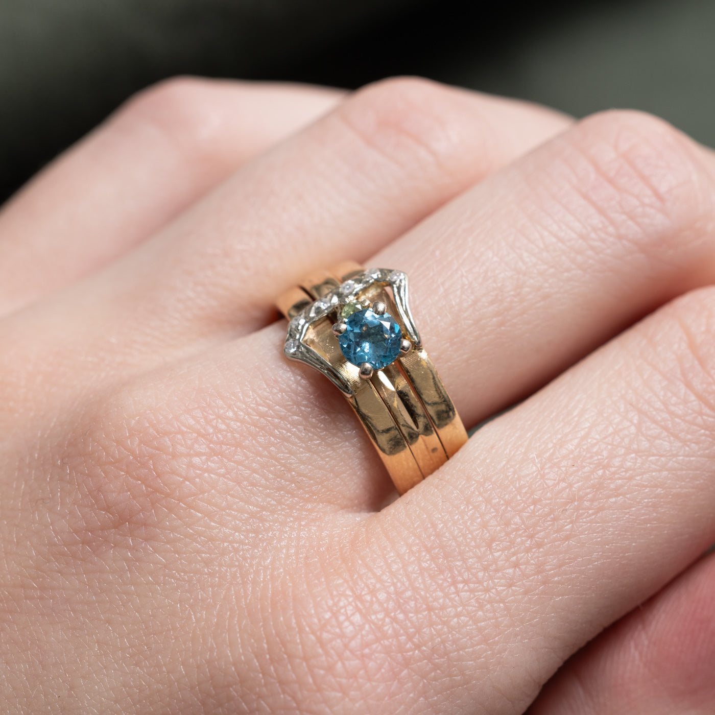 Multi Gem & Diamond Buckle Ring | 0.57ctw | SZ 9.0