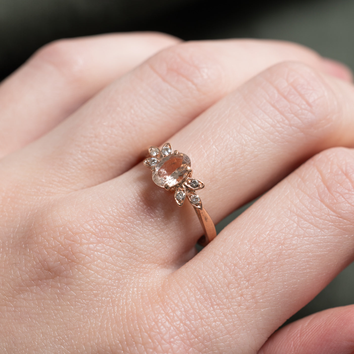 Rose Gold Morganite & Diamond Ring | 0.60ct, 0.06ctw | SZ 7.0